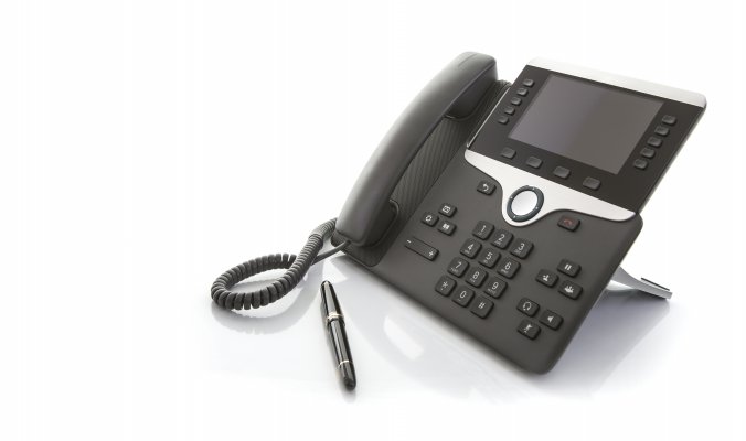 voip services axvoice desk phone black on white background